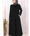 Tek Omuz Gold Toka Detaylı Tunik Pantolon Takım 8698 Siyah