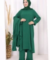 Tunik, Pantolon ve Abaya Üçlü Takım 8663 Zümrüt