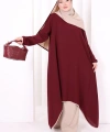 Tunik Şal ve Pantolon Üçlü Takım 8030 Bordo