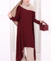 Tunik Şal ve Pantolon Üçlü Takım 8030 Bordo