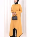 Tunik Şal ve Pantolon Üçlü Takım 8030 Hardal