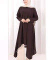 Tunik Şal ve Pantolon Üçlü Takım 8030 Kahverengi