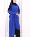 Tunik Şal ve Pantolon Üçlü Takım 8030 Saks