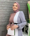 Üç Renkli Bel Kemer Pilise Detay Elbise 3622 Füme