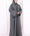 Üçlü Dantelli Abayalı Takım 6089 Füme