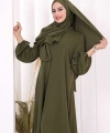 Umre Dubai Tunik Pantolon Takım ŞAL HEDİYE  8003 Haki