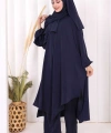 Umre Dubai Tunik Pantolon Takım ŞAL HEDİYE  8003 Lacivert