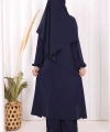 Umre Dubai Tunik Pantolon Takım ŞAL HEDİYE  8003 Lacivert