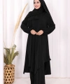 Umre Dubai Tunik Pantolon Takım ŞAL HEDİYE  8003 Siyah