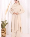 Umre Dubai Tunik Pantolon Takım ŞAL HEDİYE  8003 Taş