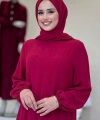 Verevli Tunik, Pantolon Takım Şal  HEDİYE   3937 Bordo