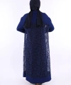Yakalı Dantel Güpür Detay Abaya 7830 Lacivert