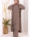 Yandan Bağlamalı Tunik Pantolon Takım 8008 Duman
