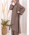Yandan Bağlamalı Tunik Pantolon Takım 8008 Duman