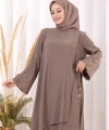 Yandan Bağlamalı Tunik Pantolon Takım 8008 Duman