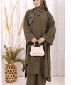 Yandan Bağlamalı Tunik Pantolon Takım 8008 Haki
