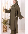 Yandan Bağlamalı Tunik Pantolon Takım 8008 Haki