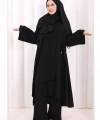Yandan Bağlamalı Tunik Pantolon Takım 8008 Siyah
