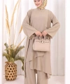 Yandan Bağlamalı Tunik Pantolon Takım 8008 Vizon