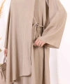 Yandan Bağlamalı Tunik Pantolon Takım 8008 Vizon