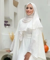 Yarasakol Abayalı Elbise Takım 8497 Ekru