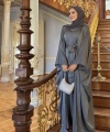 Yarasakol Abayalı Elbise Takım 8497 Füme