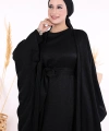 Yarasakol Abayalı Elbise Takım 8497 Siyah