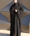 Yarasakol İşleme Detaylı Abaya 70012 Siyah