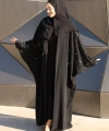 Yarasakol İşleme Detaylı Abaya 70012 Siyah