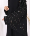 Yarasakol İşleme Detaylı Abaya 70012 Siyah-Gold