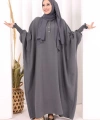 Yarasakollu Elbise 6077 Antrasit