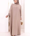 Yarasakollu Elbise 6077 Vizon