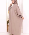Yarasakollu Elbise 6077 Vizon