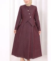 Yelekli Denim Elbise 6081 Bordo