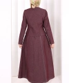 Yelekli Denim Elbise 6081 Bordo