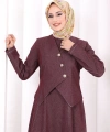 Yelekli Denim Elbise 6081 Bordo