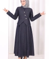 Yelekli Denim Elbise 6081 Lacivert