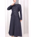 Yelekli Denim Elbise 6081 Lacivert