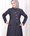 Yelekli Denim Elbise 6081 Lacivert