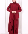 Yelekli Pantolon Takım 8012 Bordo