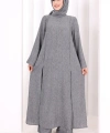 Yırtmaçlı Tunik Üçlü Takım 8035 Füme