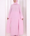 Yırtmaçlı Tunik Üçlü Takım 8035 Pembe