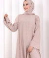 Yırtmaçlı Tunik Üçlü Takım 8035 Somon