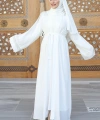 Zincir Püskül Detay  Abaya ŞAL HEDİYE  7887 Ekru