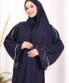 Zincir Püskül Detay  Abaya ŞAL HEDİYE  7887 Lacivert
