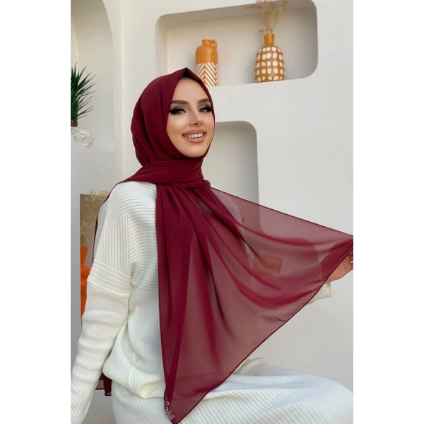 2019 Şifon Şal Bordo