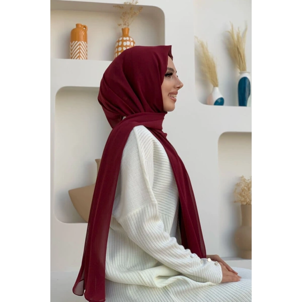 2019 Şifon Şal Bordo
