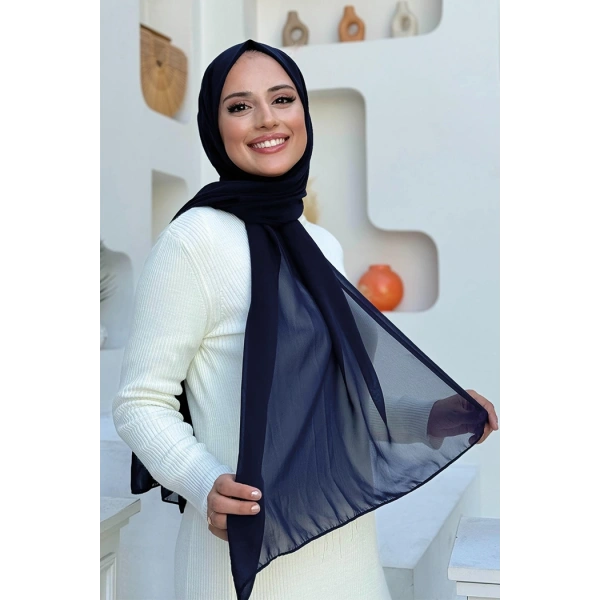 2019 Şifon Şal Lacivert