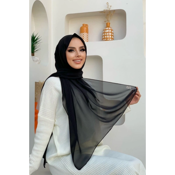 2019 Şifon Şal Siyah
