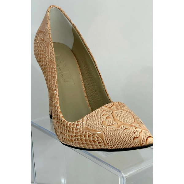 6536 Kabartma Desenli Stiletto Somon